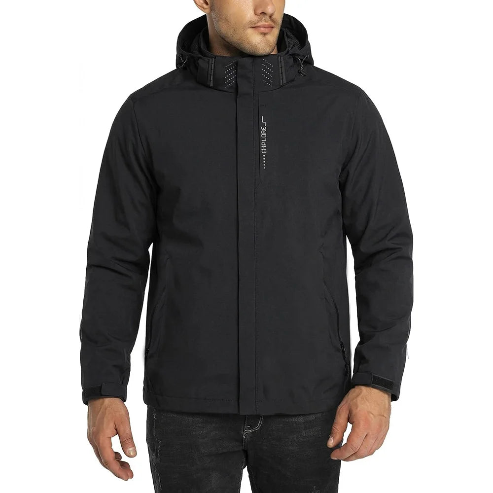 Men's Casual Hooded Jacket Zipper Windproof Solid Color Fashion Lightweight Slim Fit Outdoor Classic Clothing Male Outerwear
