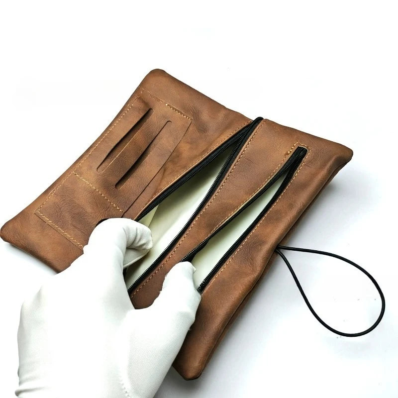 Rope-Style Folding Portable Storage Bag: Hand-Rolled Foreskin with PU Imitation Leather Surface, Multi-Functional Tobacco Bag
