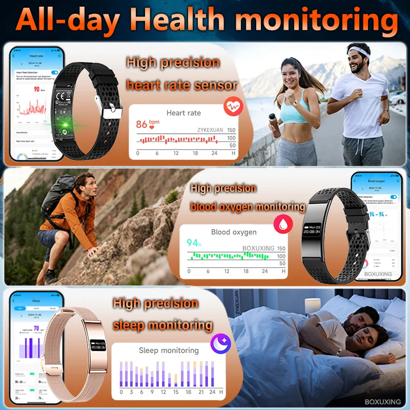 2026 New Fitness Tracker Smart Bracelet Men Women IPX8 Waterproof Heart Rate Sleep Outdoor Sport Pedometer GPS Track Smartwatch