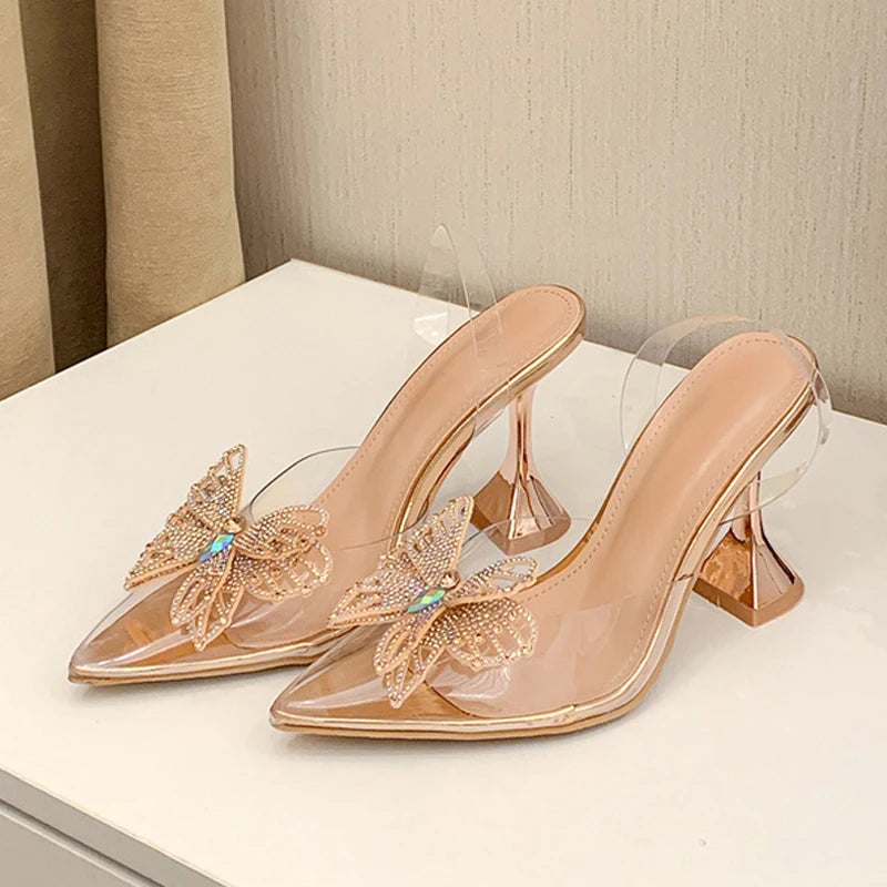 Slingback donna Liyke trasparenti con farfalla luminosa