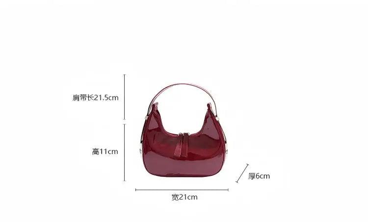 2026 New Patent Leather Hobo Bag for Women Shiny Minimalist Underarm Shoulder Bag Trendy Versatile Handbag Daily Commute Dating