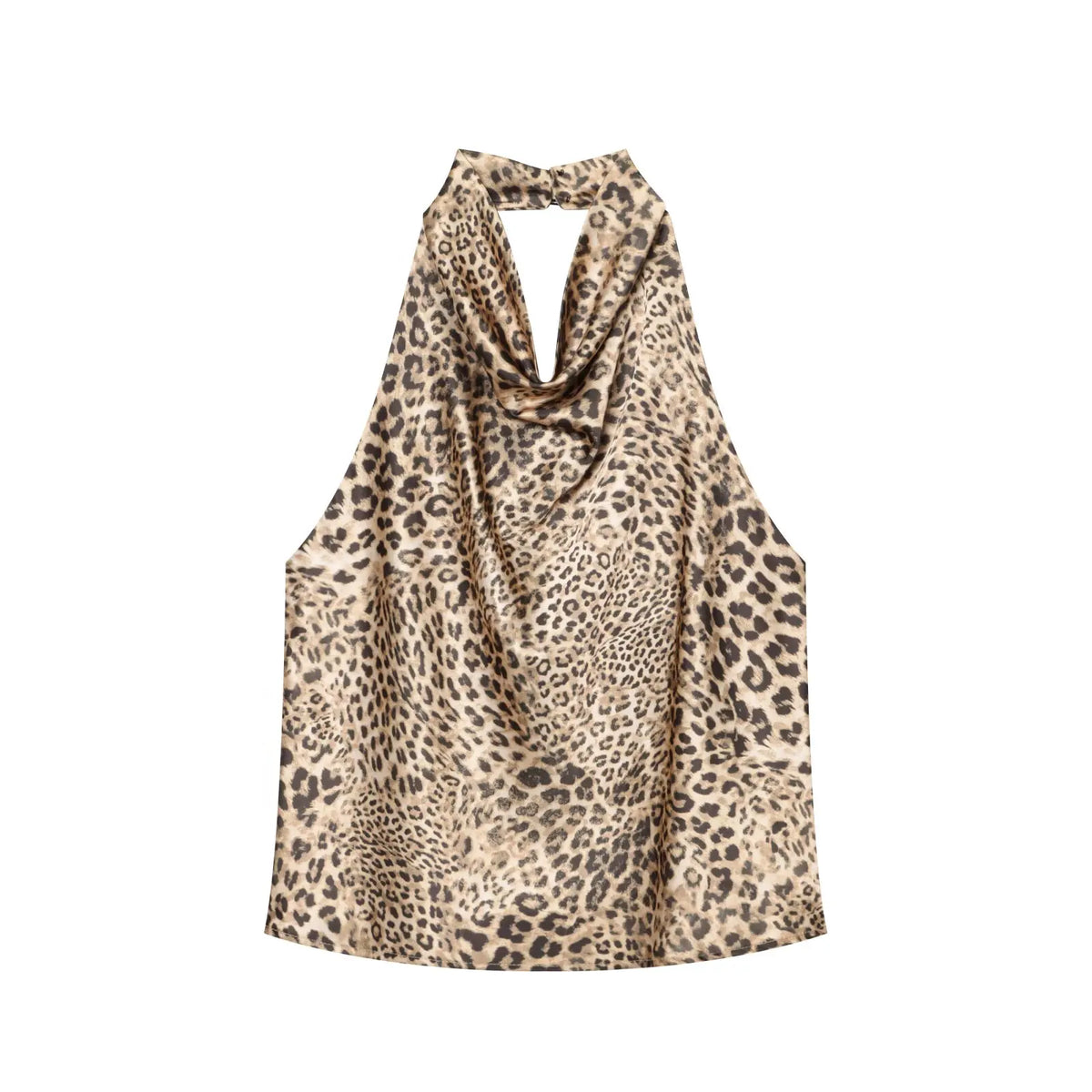 Top satinato da donna con scollo all'americana