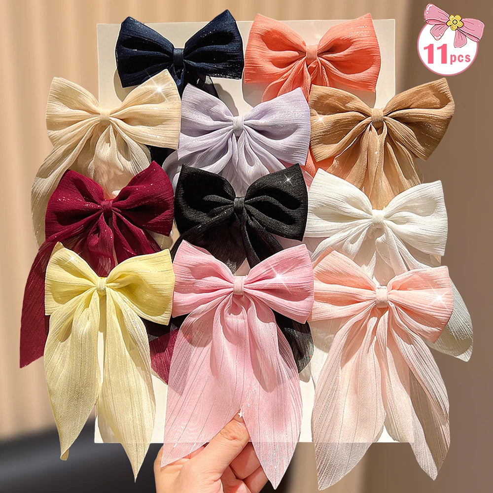 11-teiliges Set mit Haarspangen mit Schleifen – süßes Geschenk für Mädchen, elegante Haaraccessoires für den täglichen Gebrauch, ein Must-have für alle Jahreszeiten