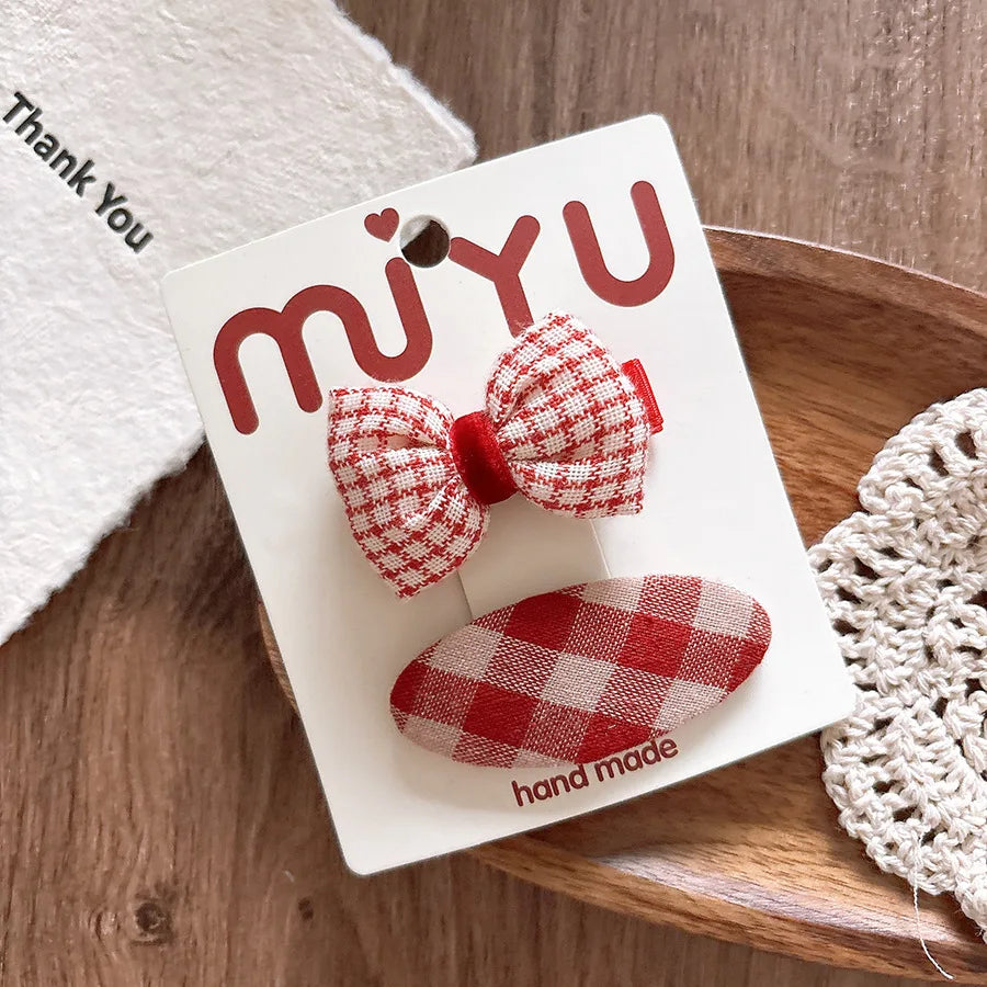 2026 New Year Cute Red Bow Hairpins Children Girls Kid Hair Clips Pin Barrettes Accessories Hairclip Headwear Headdress Ornament