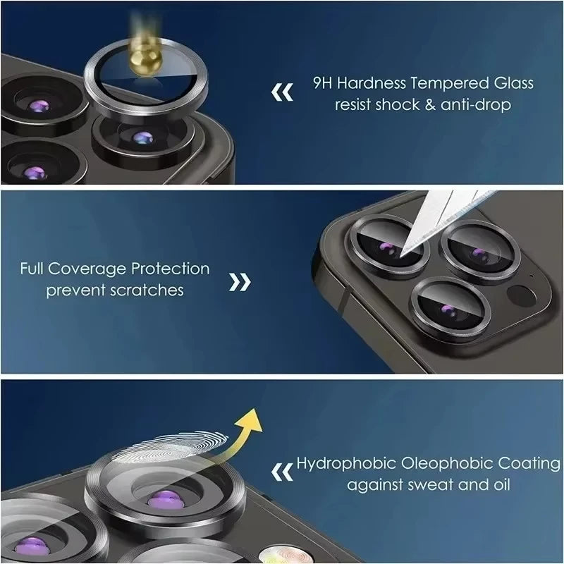 6PCS Metal Ring Camera Lens Protector For iPhone 18 Pro Max Duo 17 16 14 13 15 Plus 12 Mini  11 18promax  Lens Film Glass