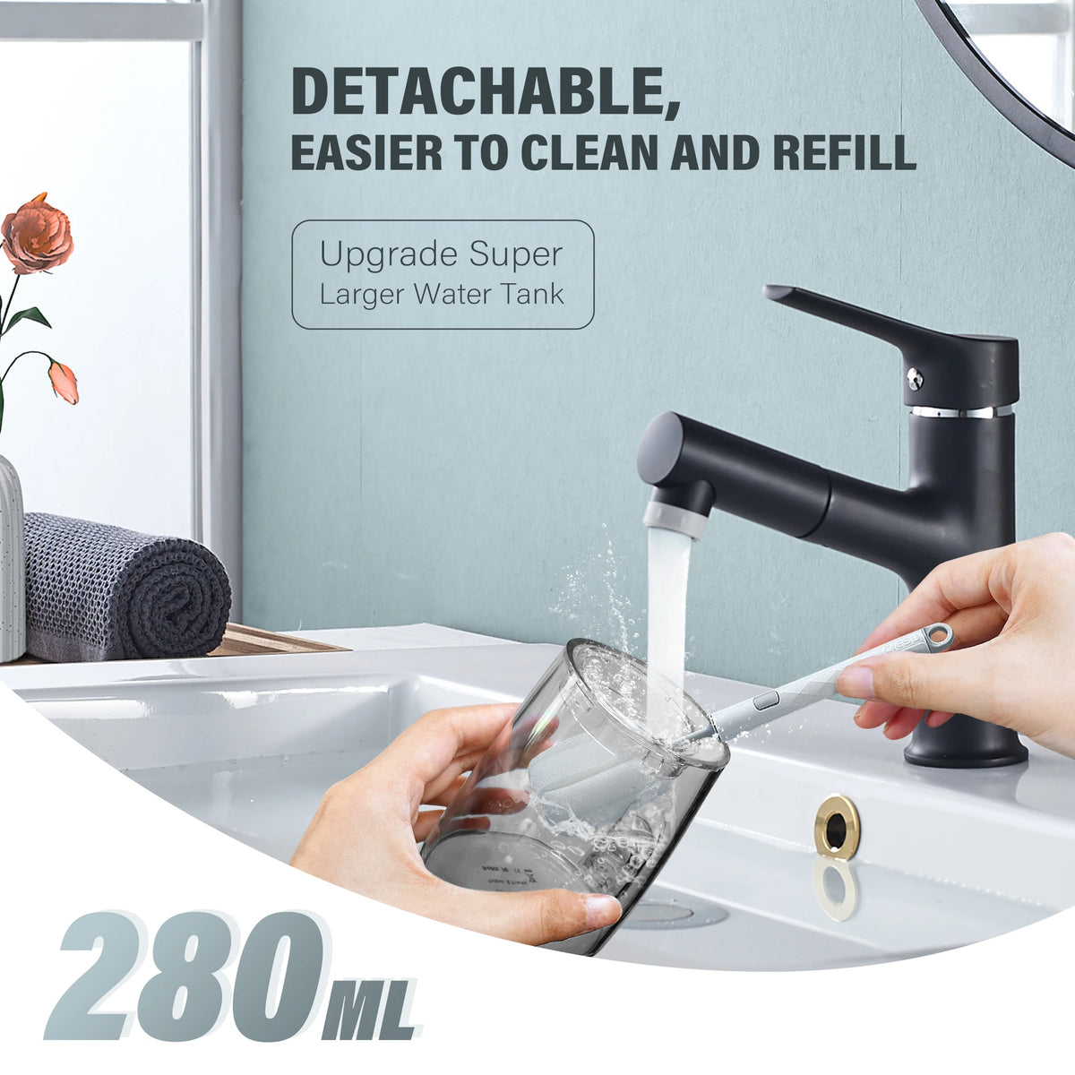 Hydropulseur dentaire SEJOY pour le blanchiment des dents, réservoir portable de 230 ml, 5 modes, 8 embouts, appareil de nettoyage pour la maison