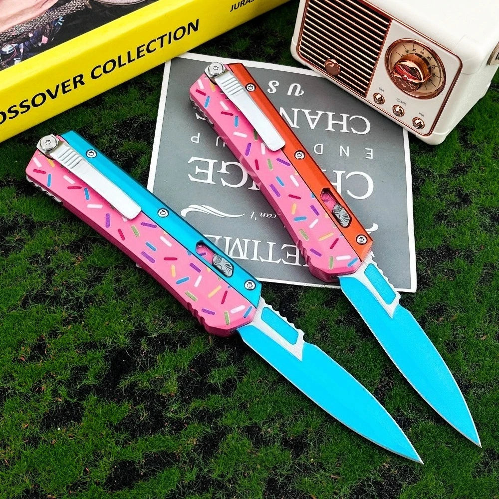 Cuchillo plegable multifuncional para exteriores, hoja de acero 440C, mango de aleación de zinc en forma de rosquilla, herramienta de alta calidad para camping, pesca y rescate, regalo