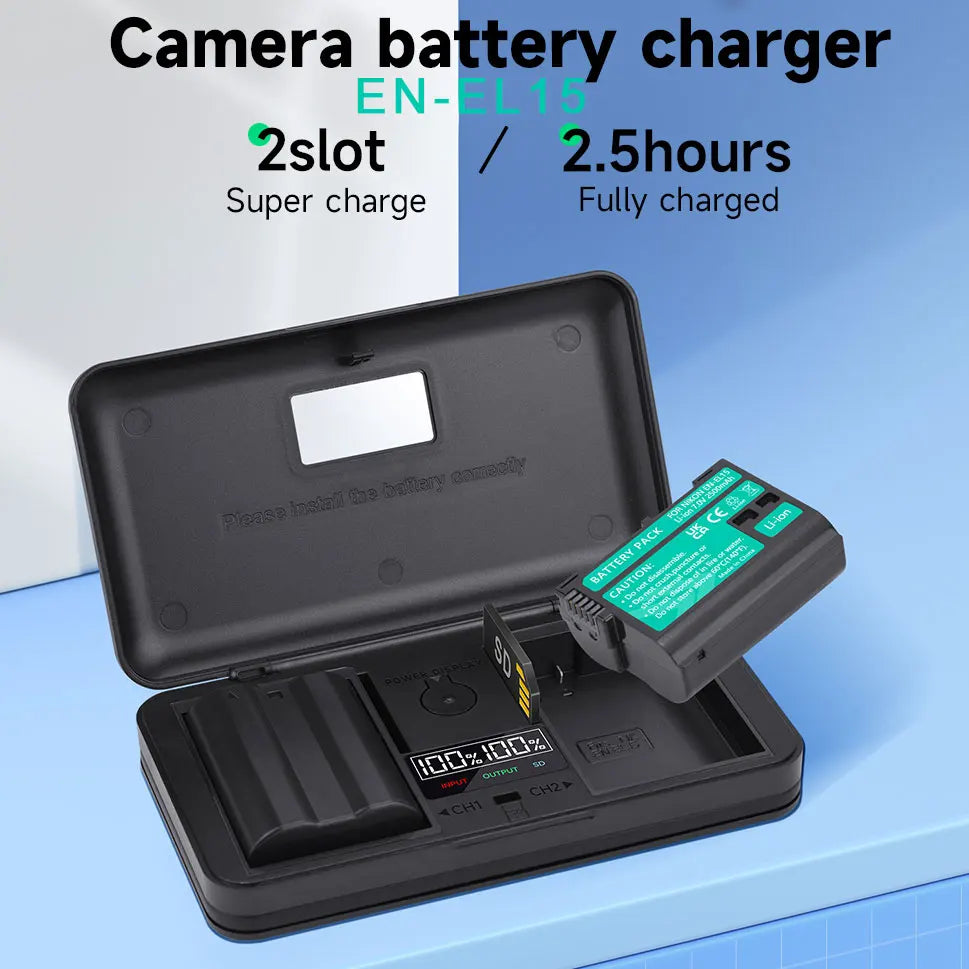 Chargeur et boîtier de rangement pour batterie PALO EN-EL15 ENEL15 EN EL15, pour Nikon D500 D600 D610 D750 D800 D800E D810 D810A D7000 D7100 D7200
