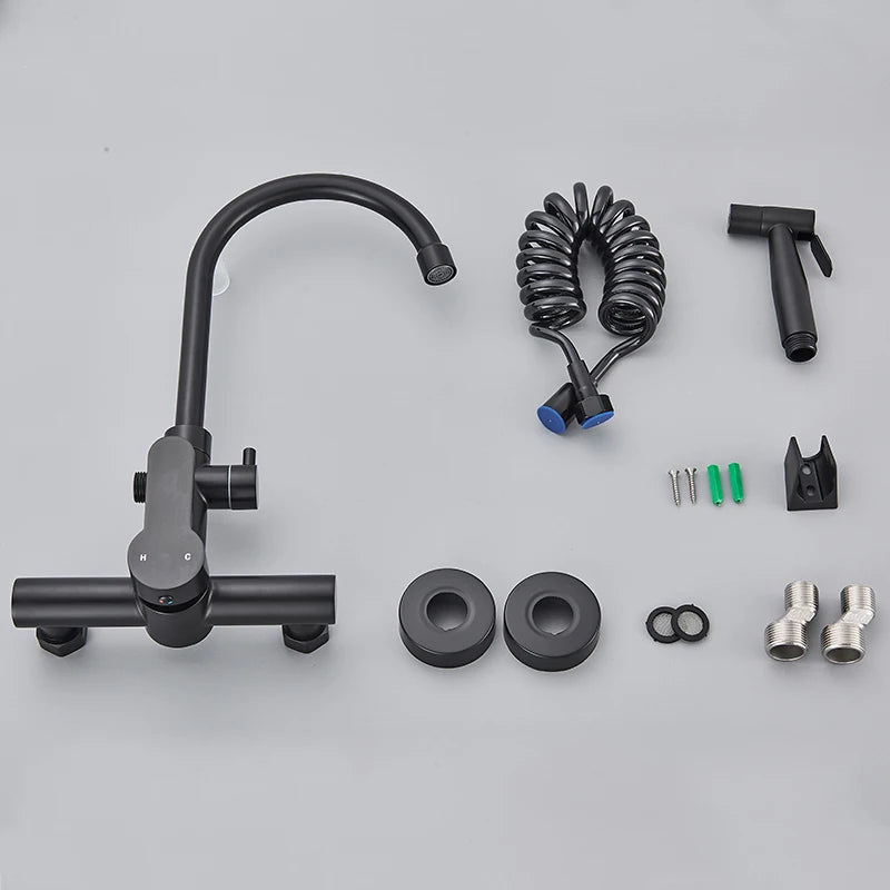 Robinet de cuisine encastré avec douchette bidet, eau chaude et froide, mitigeur d’évier, installation encastrée, robinet mitigeur de cuisine, robinet de bidet pour évier