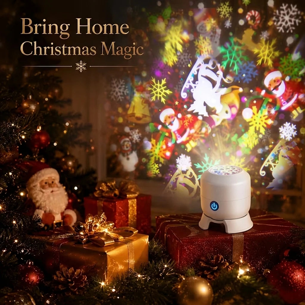 360° drehbares Weihnachtsflocken-Projektorlicht, USB-wiederaufladbar, dynamische Projektion für Schlafzimmer, Weihnachtsfeiern und Weihnachtsdekoration