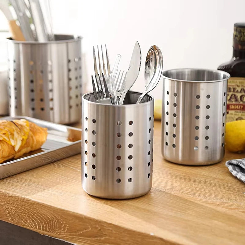 Stainless Steel Cutlery Holder Chopstick Storage Organizer Container Drainer Spoon Fork Kitchen Storage Basket