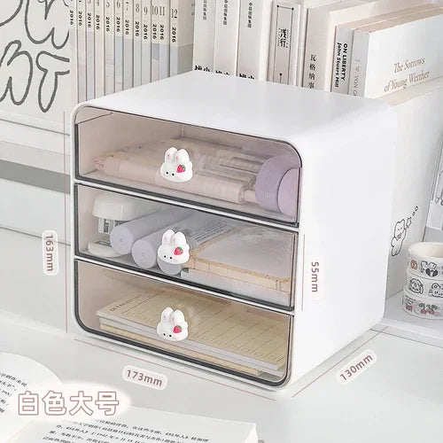 Transparent 3-Drawer Desk Organizer