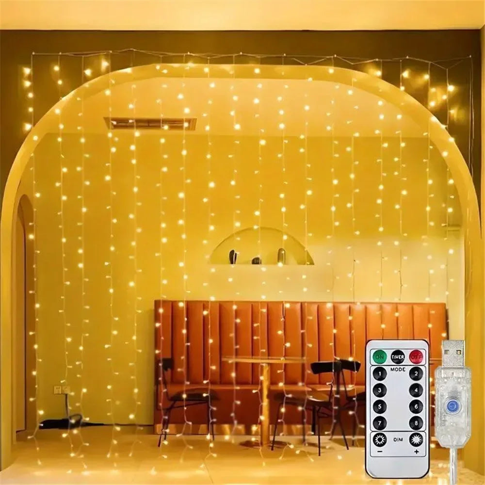 Rideau lumineux LED alimenté par USB avec télécommande, décoration de fêtes et de Noël pour la maison, mariage, anniversaire, lumières de chambre et de soirée
