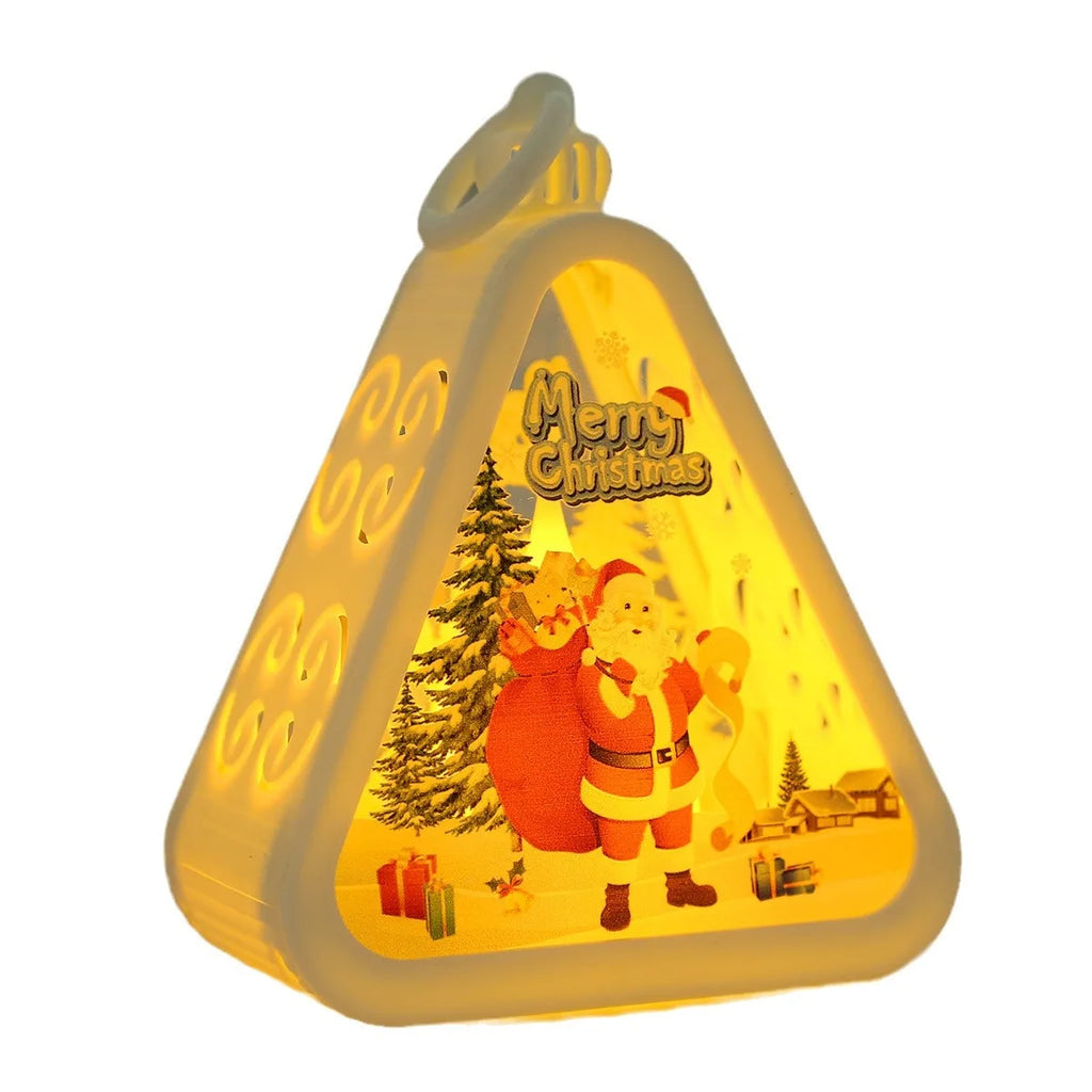 Lanterne veilleuse LED rétro de Noël | Décoration lumineuse de Noël pour fenêtre et table, accessoire d'ambiance, cadeau des fêtes