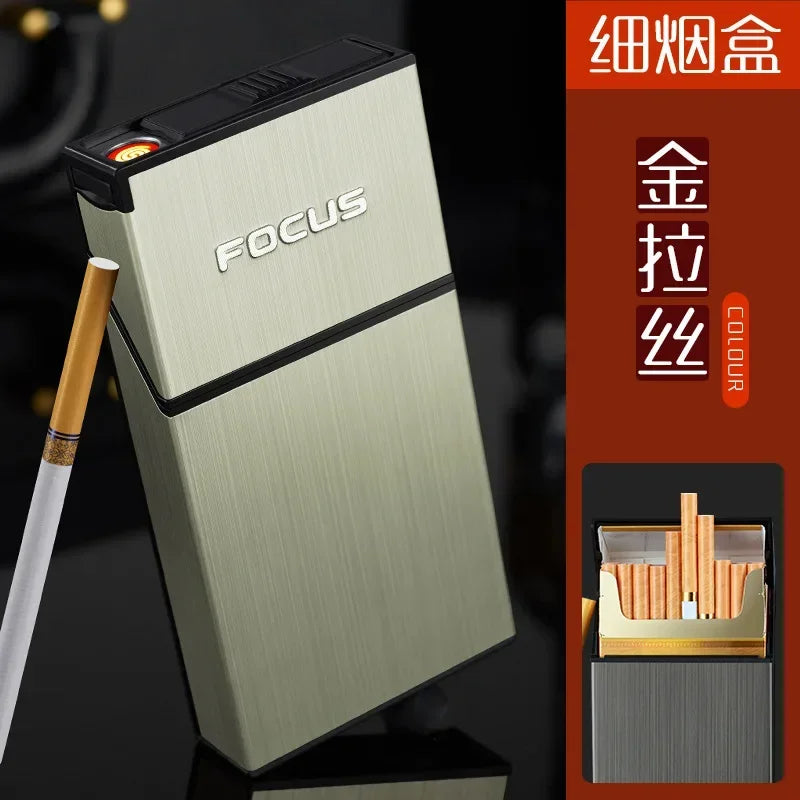20 Fine Cigarette Case with Replaceable Tungsten Wire Igniter, USB Lighter, Outdoor Waterproof and Moisture-Resistant Electric Lighter for Smoking