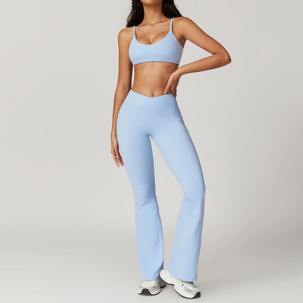 Completo yoga donna con crop top e leggings