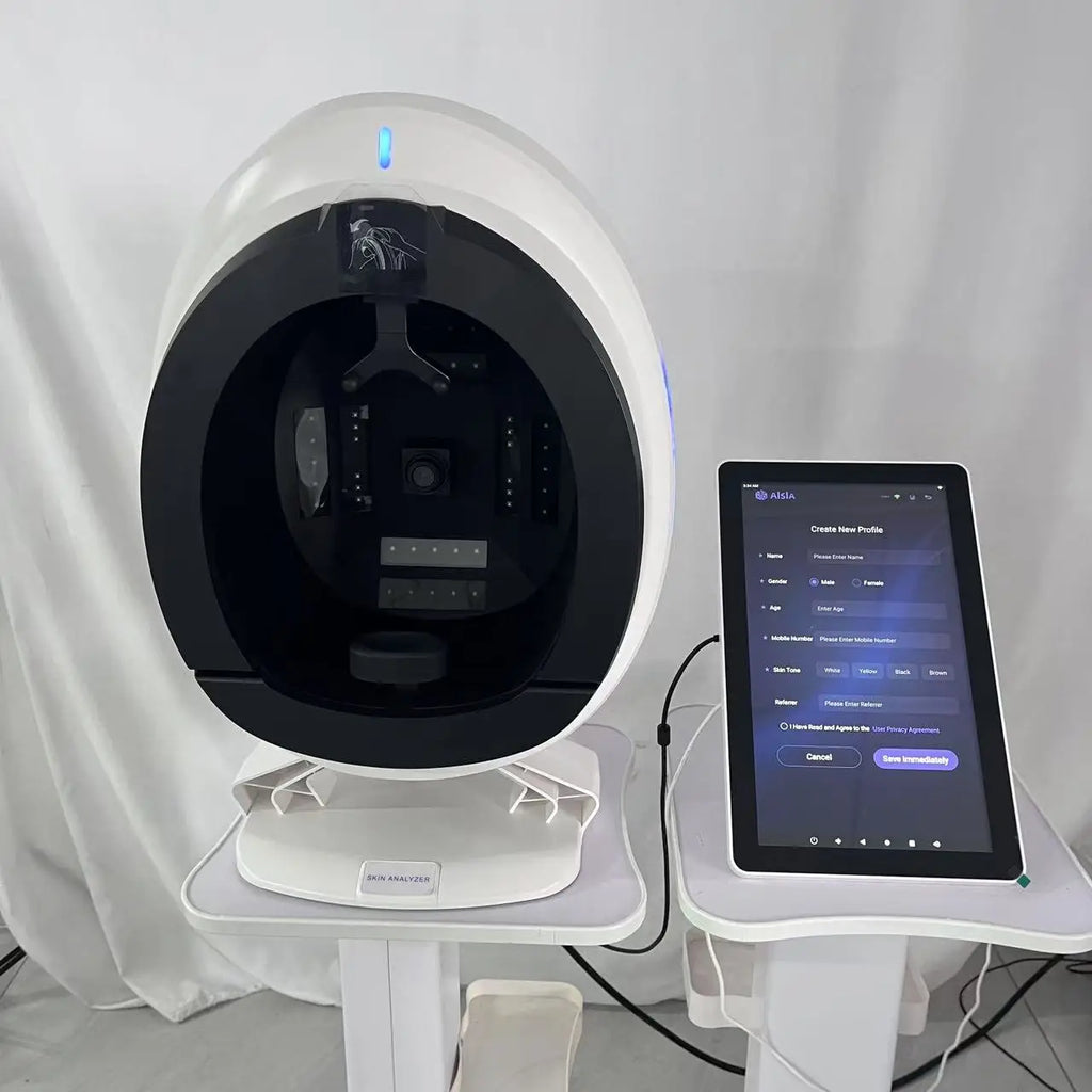 AISIA Q1pro KI-multispektraler Hautanalysator mit 3 Kameras, UV, RGB, 8 Spektren und 3D-Dermis-Gesichtserkennung – Hautanalysegerät für Kosmetikstudios