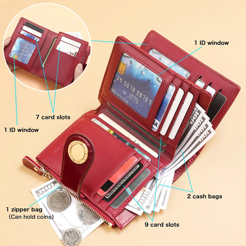 Luxury Designer Wallet for Women Portable Short Bags RFID Blocking Card Holder Purses with Zip Leather Wallets and Handbags