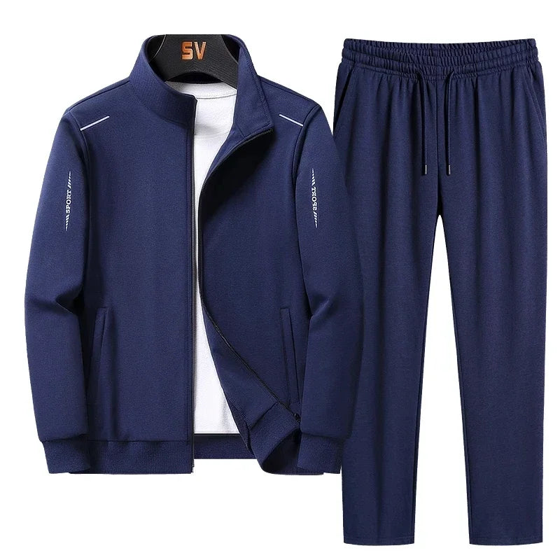 Conjunto de hombre tallas grandes 6XL 7XL 8XL moda nuevo otoño invierno traje para hombre sudadera pantalones de chándal conjunto masculino chaqueta de chándal