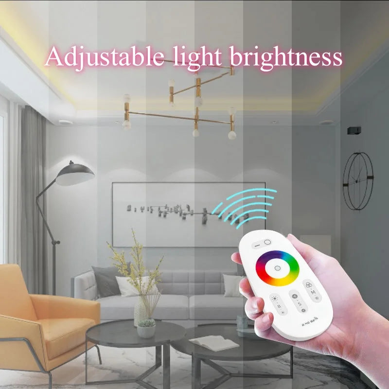 Contrôleur LED sans fil 2,4 GHz 12 V 24 V 18 A, contrôleur RGB RGBW avec panneau tactile mural et télécommande, pour ruban LED /ampoule /spot encastré RGB