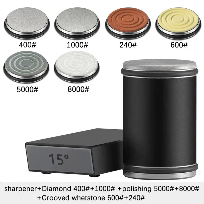 Niiruo Rollmesserschärfer mit doppelseitigem Diamantschleifstein, magnetischer Winkelhalterung für 15°/20° zum Schärfen von Küchenmessern