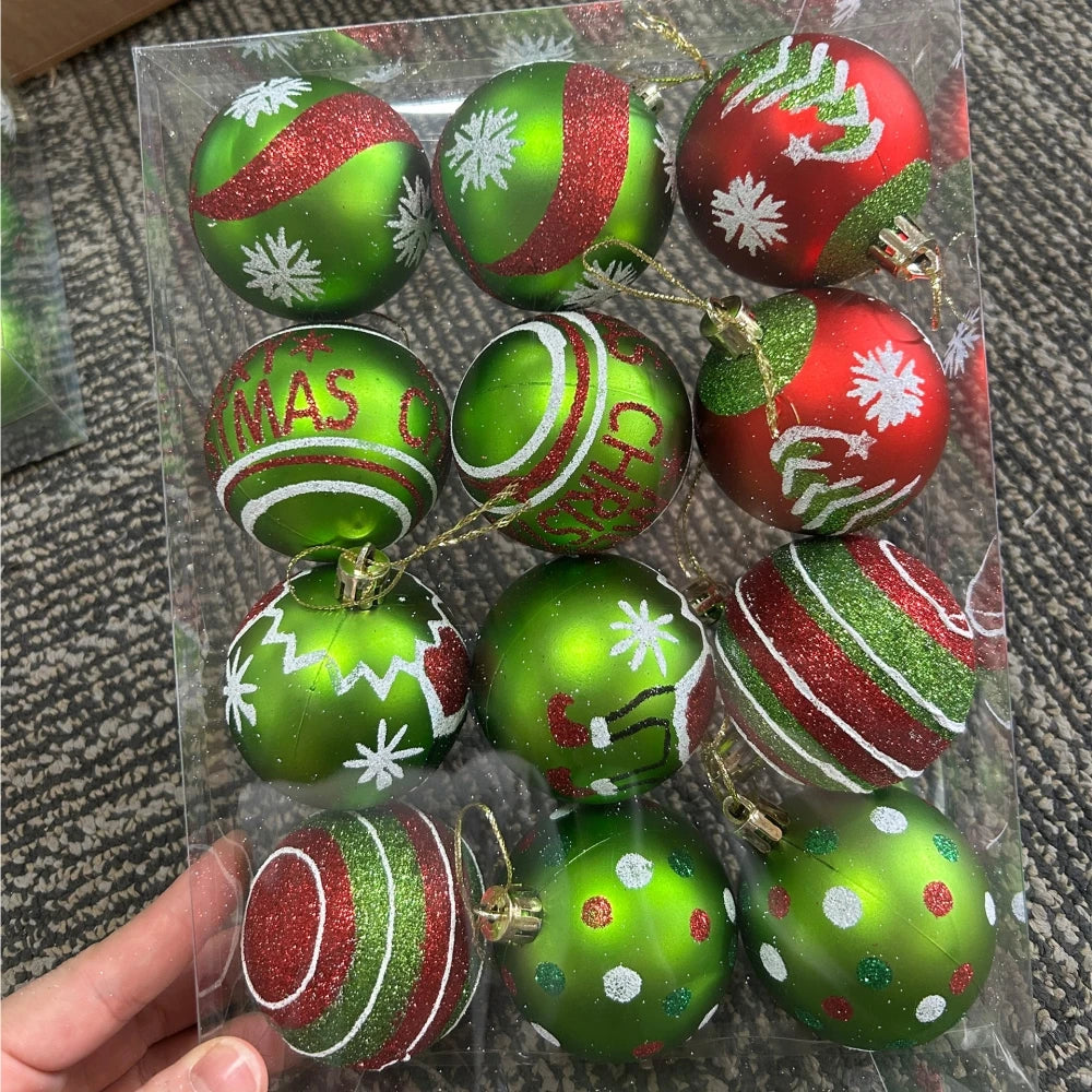 12Pcs 6cm Christmas Ball Set for Christmas New Year Wedding Spring Festival Carnival Party Scene Cloth Christmas Tree Decoration