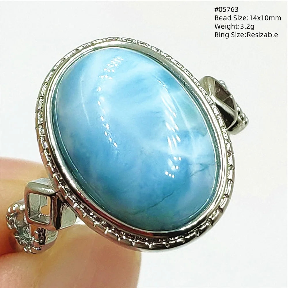 Anello regolabile in argento 925 con larimar