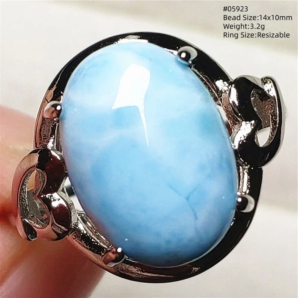 Anello regolabile in argento 925 con larimar