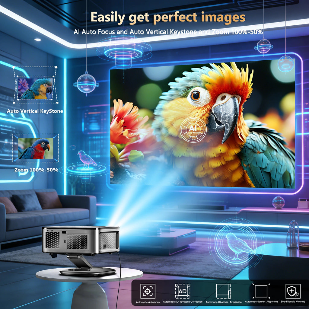 Proyector XIWBSY 4K con Google TV oficial, 42.000 lúmenes, Android 11.0, WiFi 6 y Bluetooth 5.4, para cine en casa y proyección de vídeo inteligente