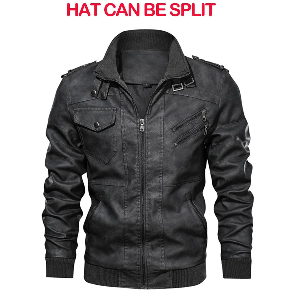 Autumn New Men's Leather Jackets Trendy Casual Motorcycle PU Jacket Streetwear Solid Color Windproof Biker Leather Coats