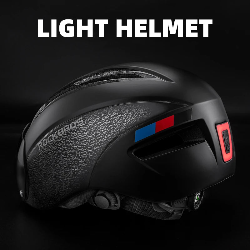 Casco de bicicleta ROCKBROS con luz LED recargable, casco de ciclismo para montaña y carretera, casco deportivo seguro para hombre