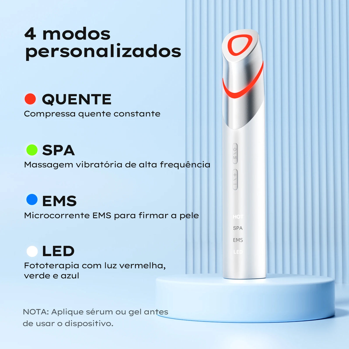 4-in-1 Eye Beauty Device with Hot Compress and LED Facial Massage for the Periorbital Area, Dark Circles, and Facial Care
