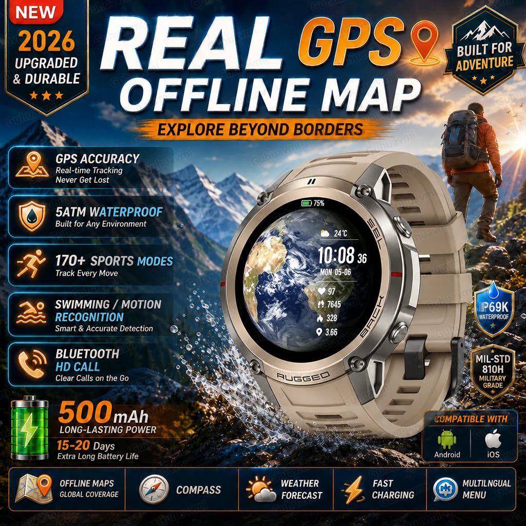 GPS Watch Professional Sport Smart Watch with Offline Map health Control Waterproof GPS Six-star positioning Tracking SmartWatch
