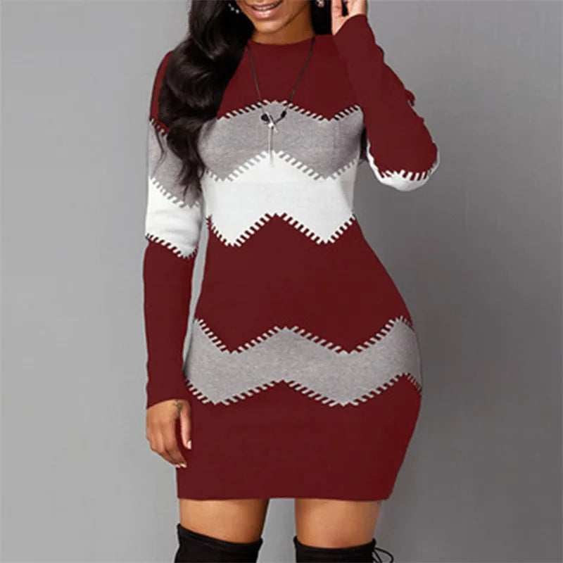 Damen-Strick-Minikleid mit Rollkragen