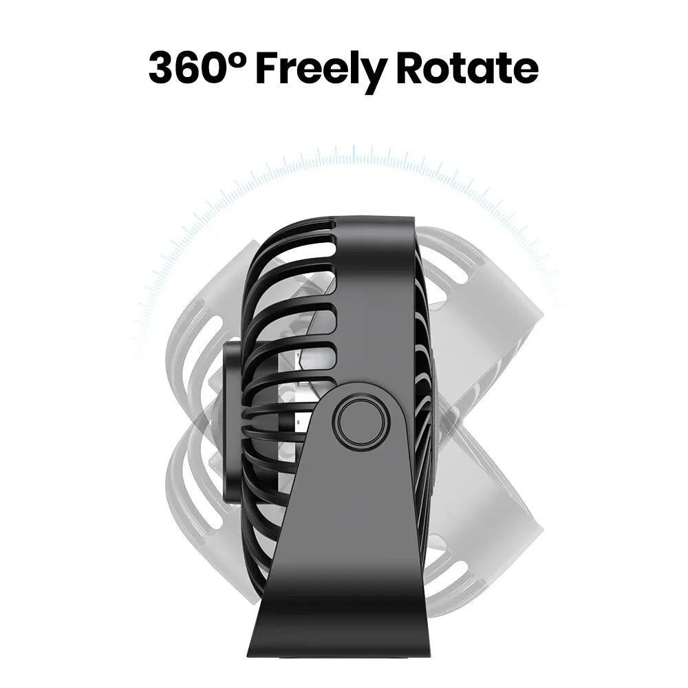 TOPK 4-Zoll-USB-Mini-Ventilator für Camping, leiser Tischventilator mit 3 Geschwindigkeitsstufen, 360° verstellbarer Standventilator für Zimmer und Zuhause