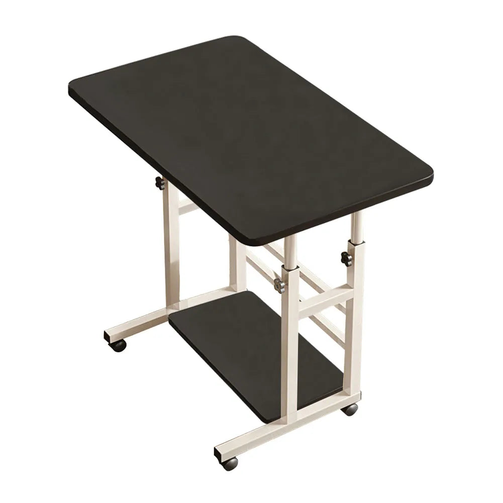 Voltsify Mobile Over-Height Adjustable Mobile Table Overbed Desk with Shelves, Wheels, and Laptop Tray Stand