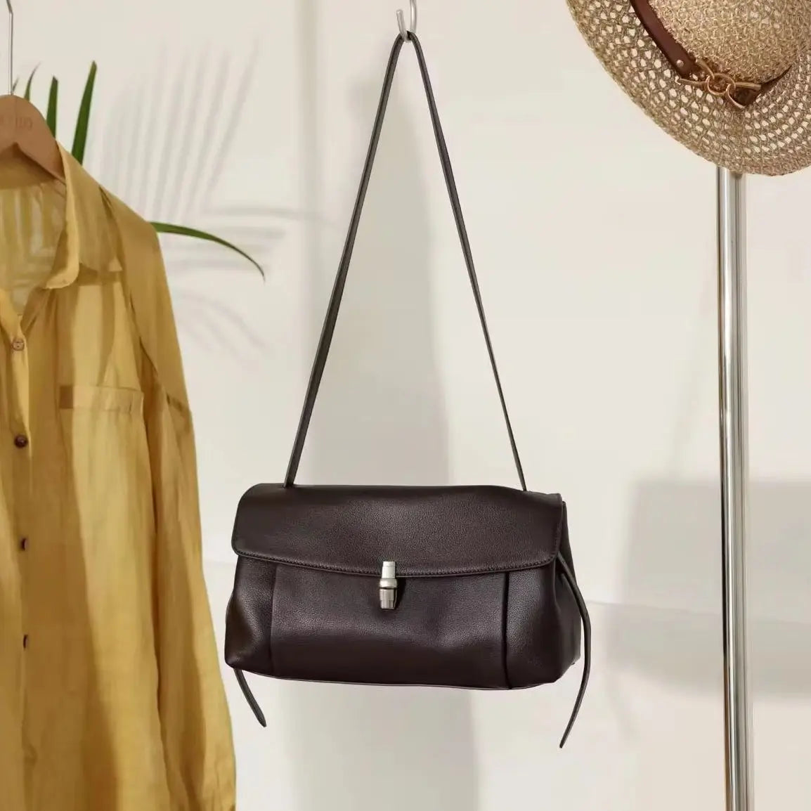 Women Genuine Grade Cow Leather Shoulder Crossbody Purse Bags High Quality Luxury Designer Cowhide Ladies Commuter Underarm Bag