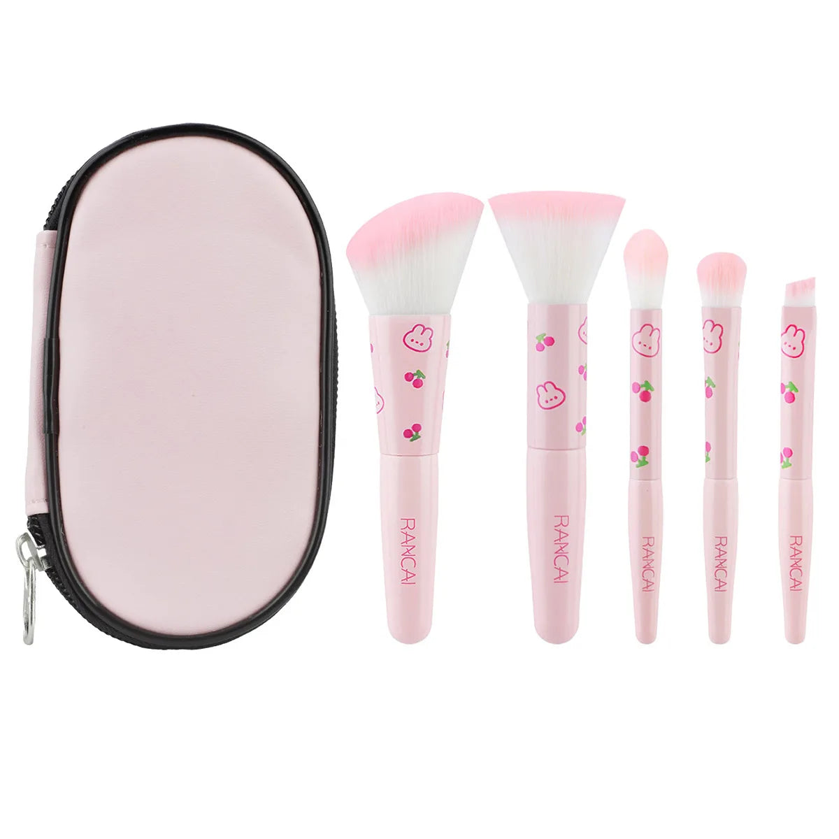 5-teiliges niedliches, kompaktes Make-up-Pinselset mit Etui, hochwertige Pinsel für makellose Foundation, Rouge und Lidschatten-Applikation, Kosmetikwerkzeuge