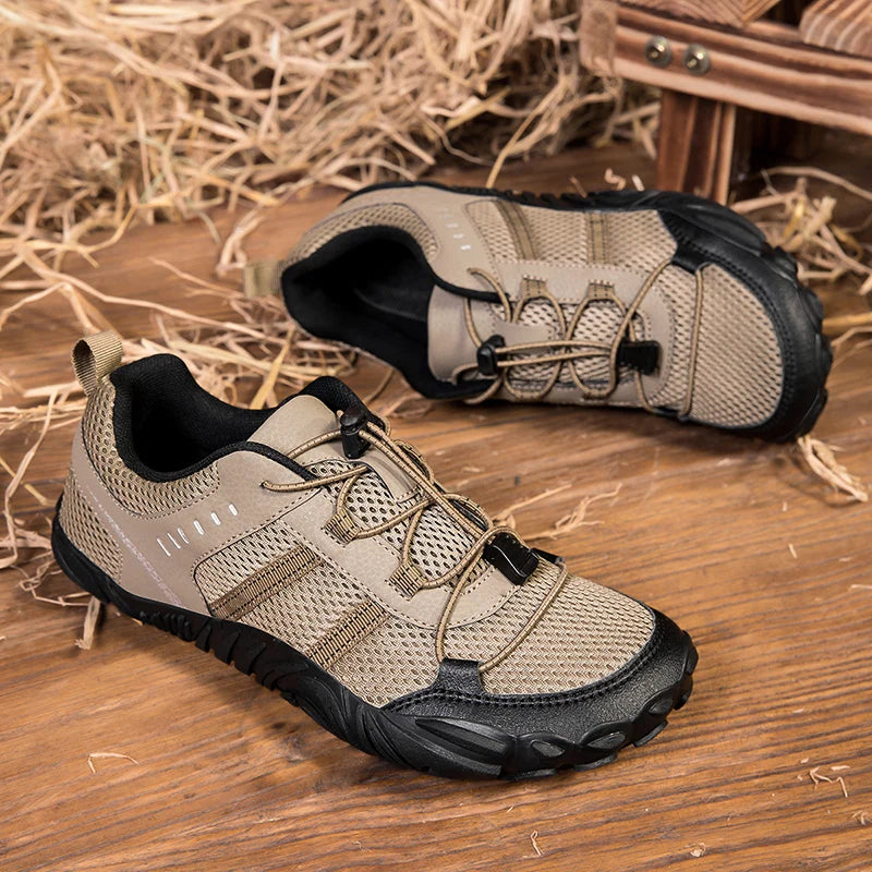 Large Size Wide Toe Shoes for Men's Outdoor Hiking and Cycling Casual Sports Shoes Shoelaces Anti Slip Rubber Sole Yijiao Shoes