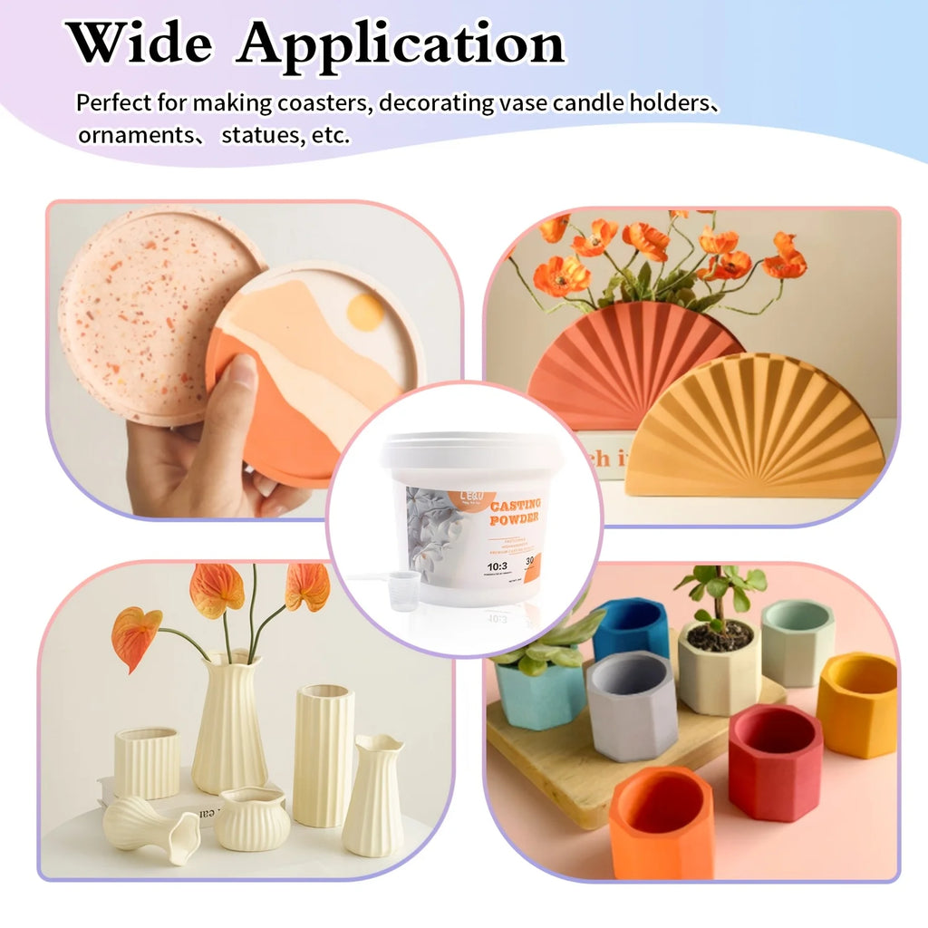 2000g Bucket Resin Casting Powder, Fast Curing Resin Casting Kit Suitable for Beginners, 20-30 Minutes Demoulding, Easy to Mix Hydroactive Gypsum Molding Powder for Handmade Sculpture DIY Home Art
