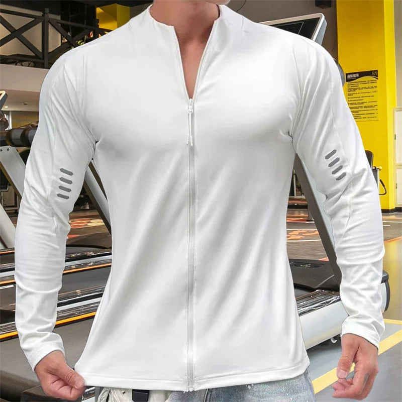 Sports hoodie men's, long sleeve, zip