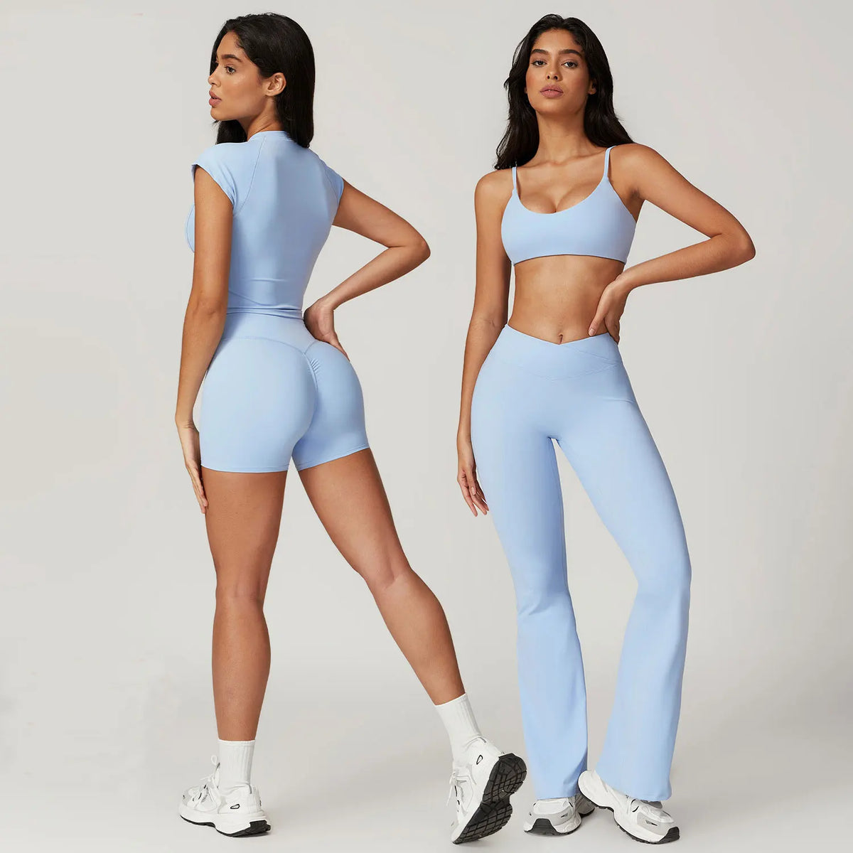 Completo yoga donna con crop top e leggings