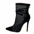 Stivaletti donna Liyke in rete con strass e cinturini