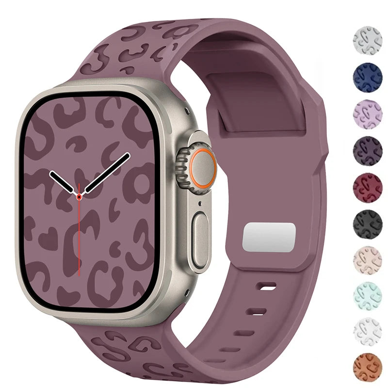 Strap For Apple Watch Band 44mm 42 41mm 40 45mm 49 46mm Floral Engraved Bracelet Correa for IWatch Series 11 10 9 7 SE 6 8 Ultra