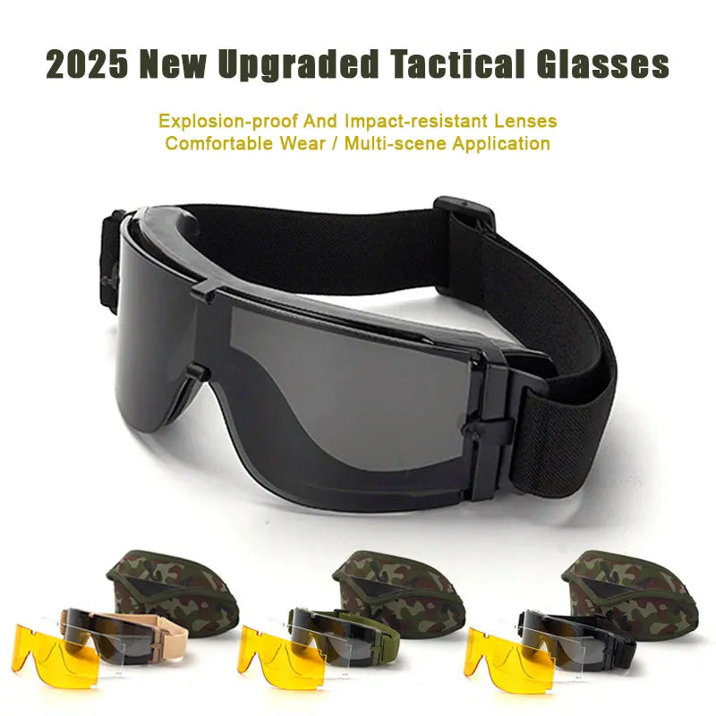 JSJM 2025 Tactical Goggles - Windproof UV400 Protective Eyewear for Shooting, Cycling, Mountaineering & Outdoor Sports