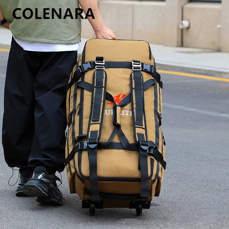COLENARA New Oversized Travel Backpack Hand-held Folding Wheel Luggage Bag Outdoor Equipment Bag Multifunctional Tow Checked Bag