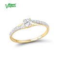VISTOSO Goldringe für Damen, echter 9K 375 Gelbgoldring, funkelnde weiße Zirkonia-Verlobungsringe, Jahrestag-Feinschmuck