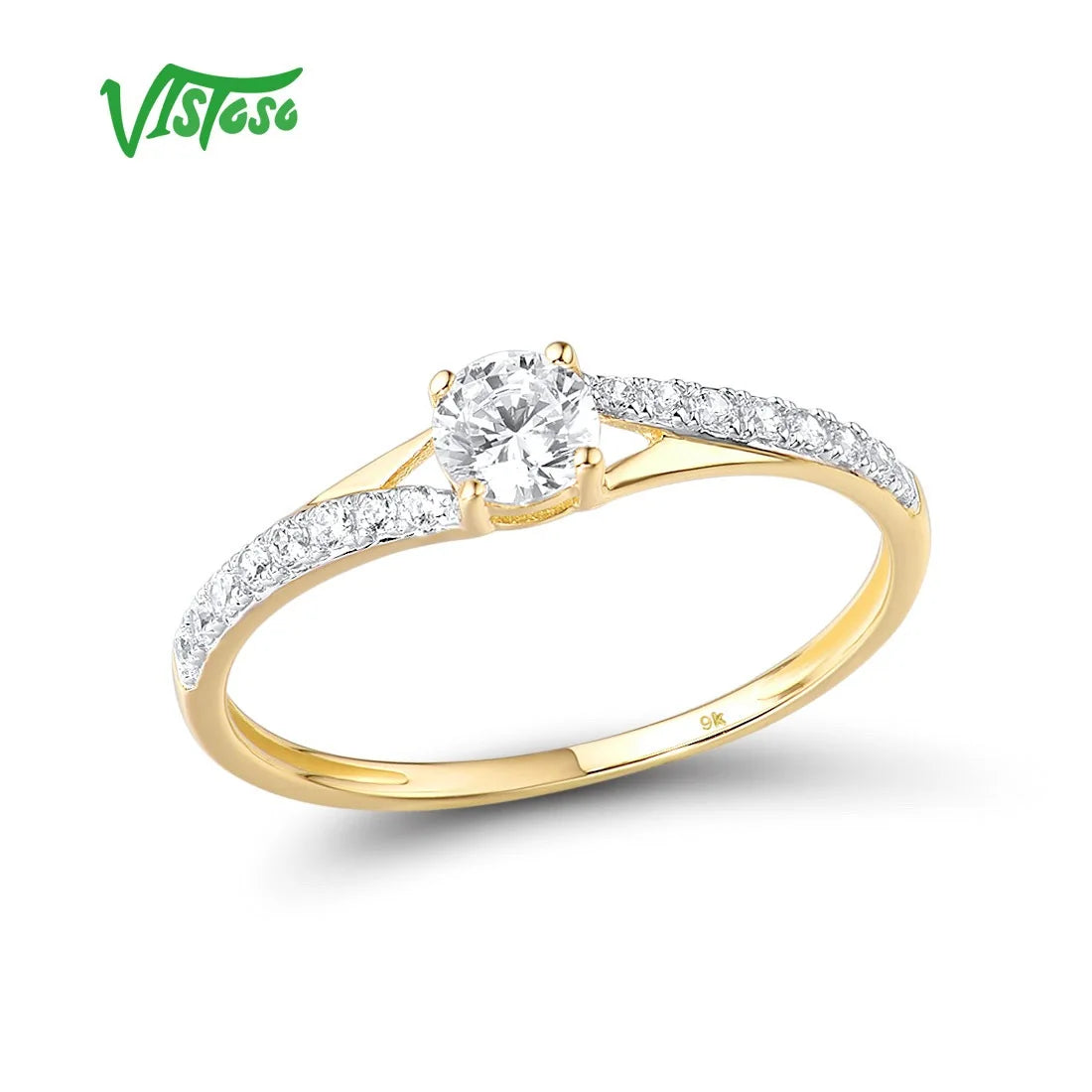 Anello donna in oro giallo 9 kt con zirconi