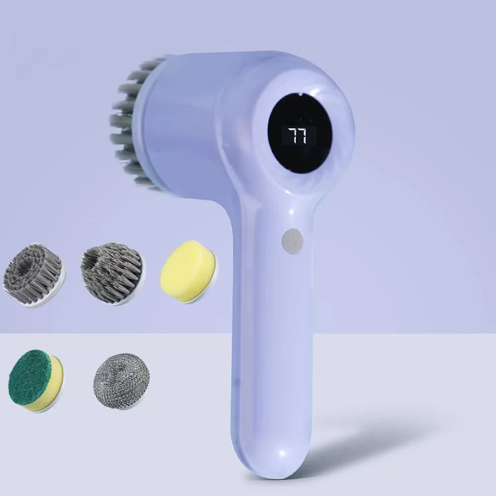 Electric Spin Scrubber, Bathroom Cordless Cleaning Brush Power Scrubber with 5 Replaceable Brush Heads, Electric Cleaning Brush