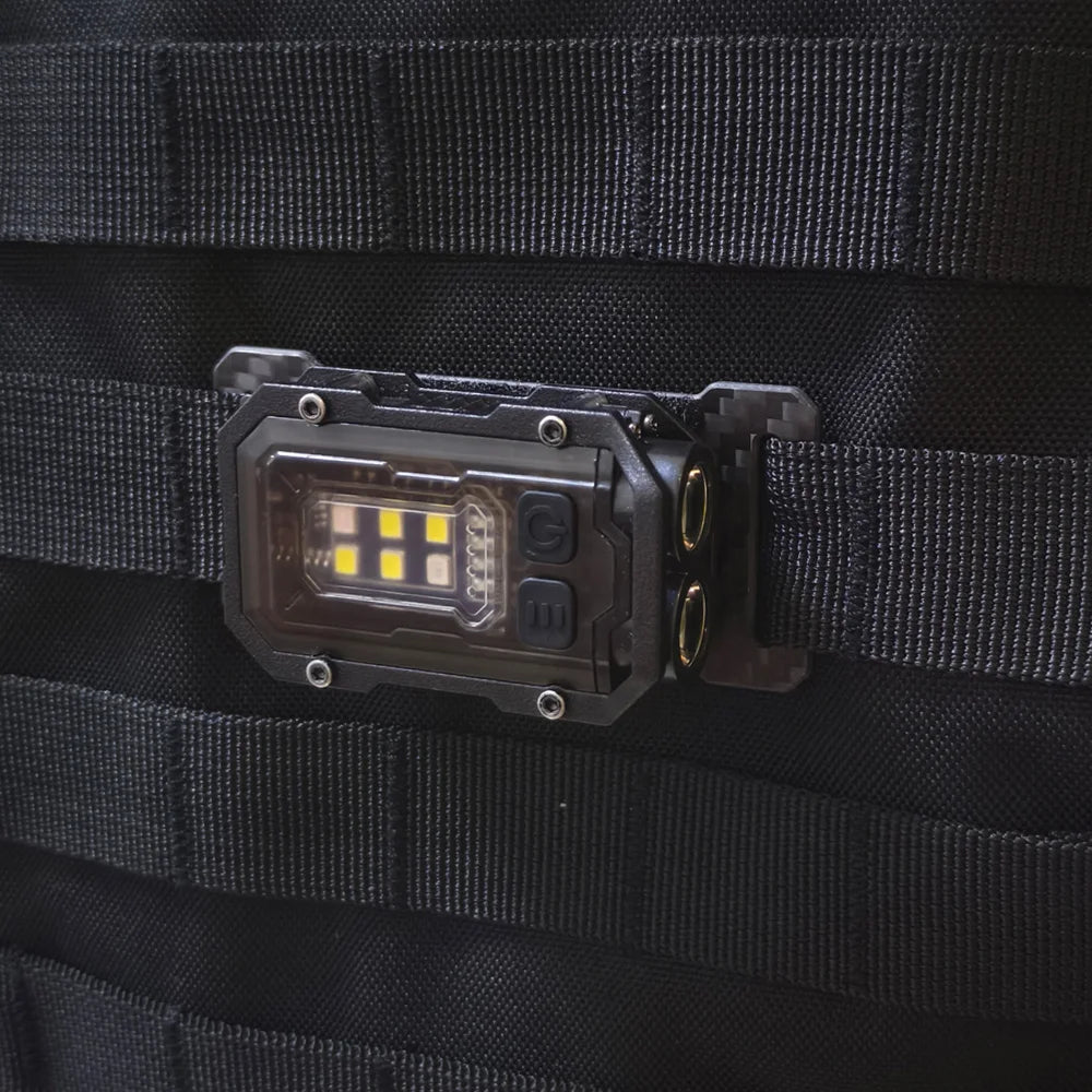 Tactical Flashlight EDC Portable Mini Light Or Hook Loop Plate Camping Hiking Safety Flashing Light For 25mm Backpack Strap